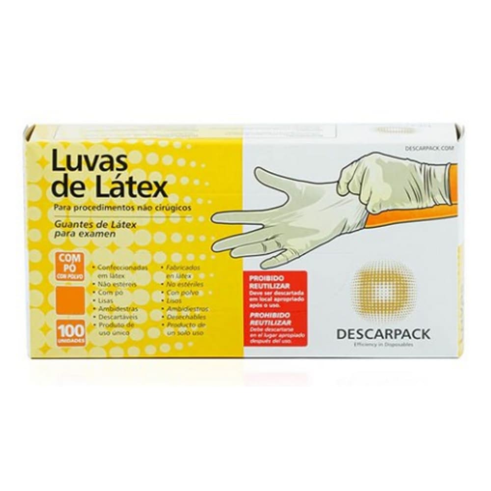 Luva Latex Procedimento C/ Po C/ 100Un Tam M Descarpack
