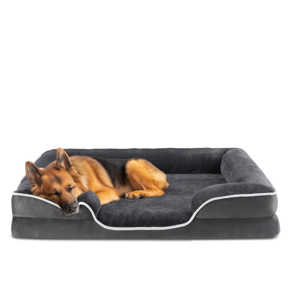 Cama ortopédica para cães DUMOS para cães grandes, viscoelástica, cinza