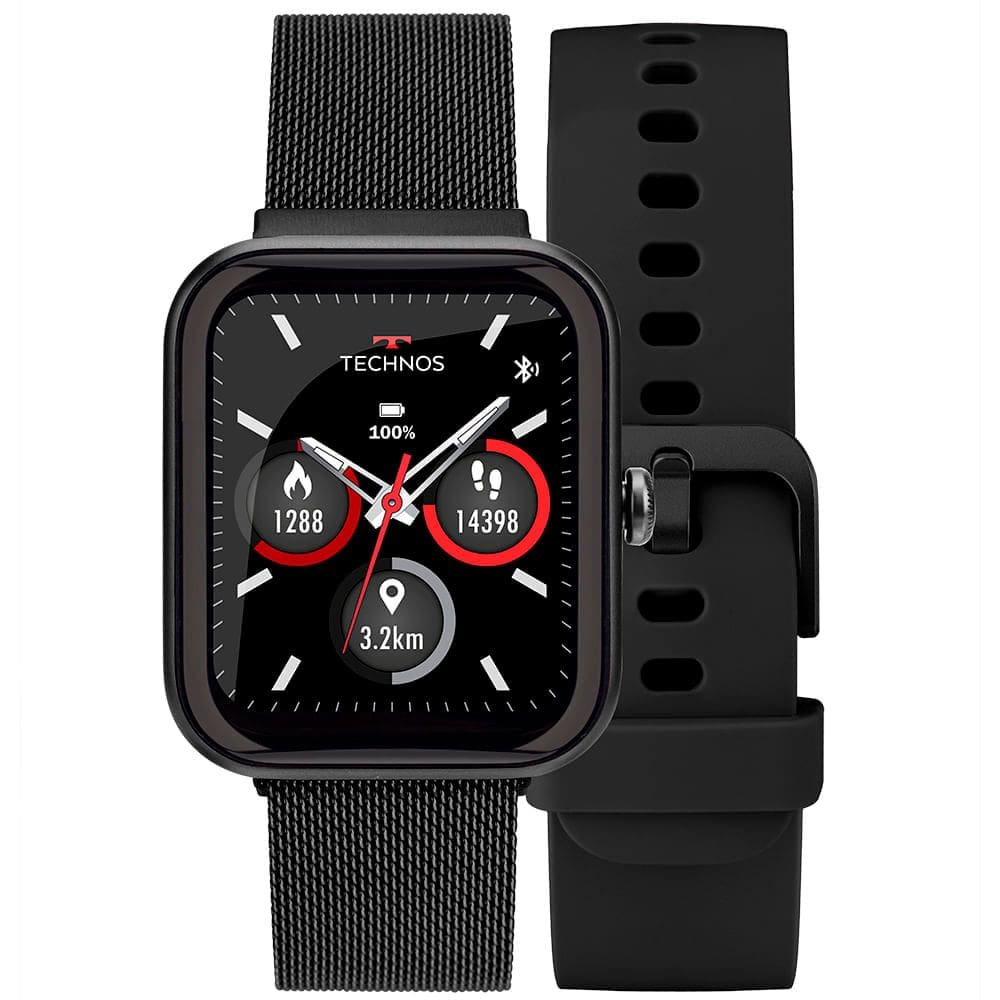 Relógio TECHNOS CONNECT KIT smartwatch prata preto TMAXAS/8P
