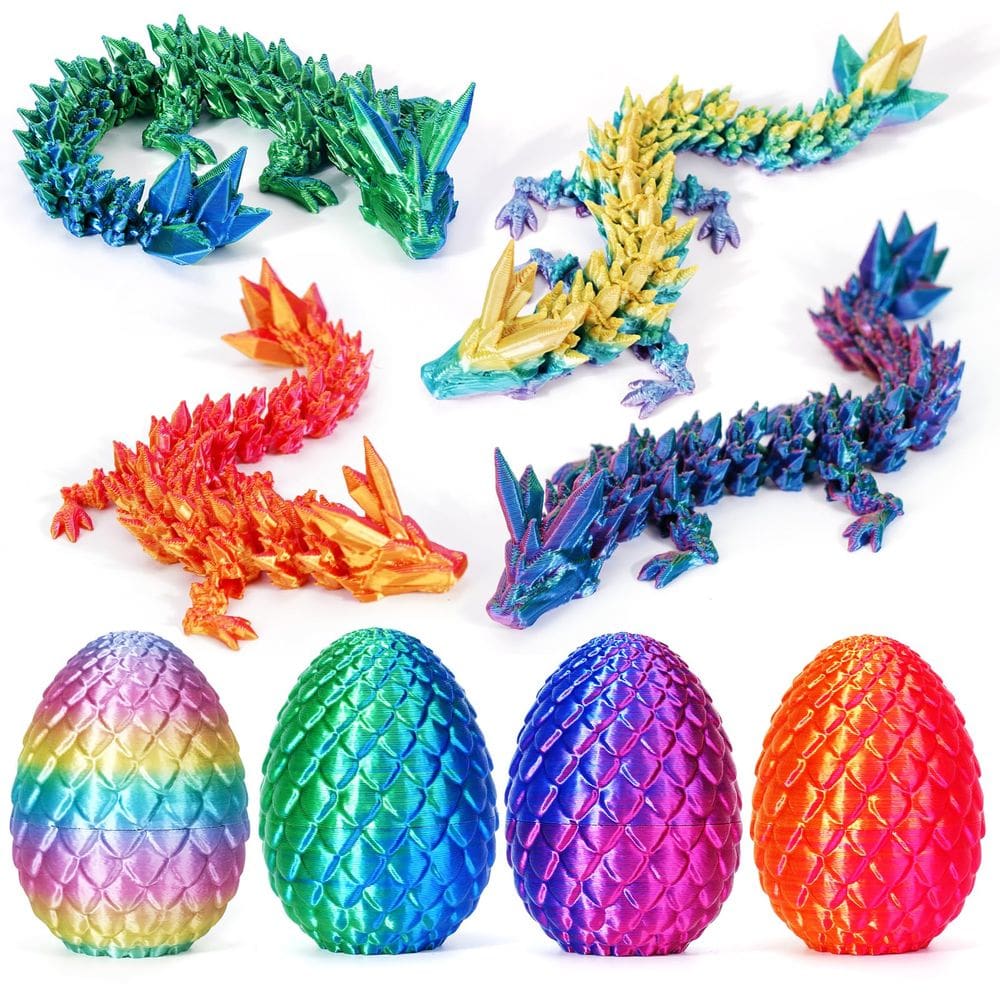 Conjunto de ovos de dragão, 4 peças de cesta de Páscoa com dragão de cristal