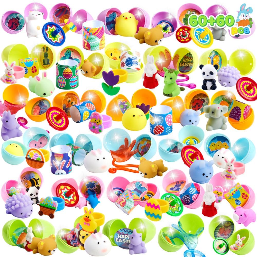 Ovos de Páscoa pré-recheados JOYIN 60 unidades com brinquedos variados