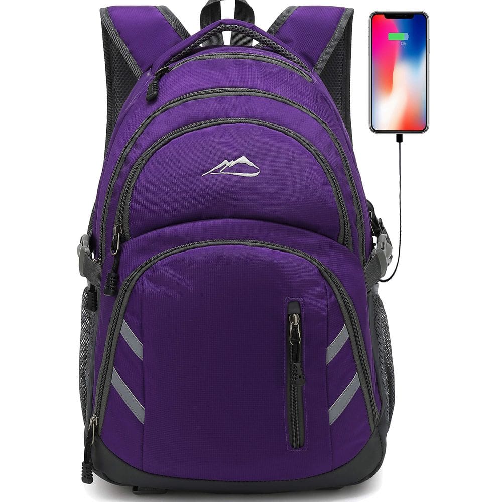 Mochila ProeTrade, bolsa de livros para laptop universitário, viagem, roxa