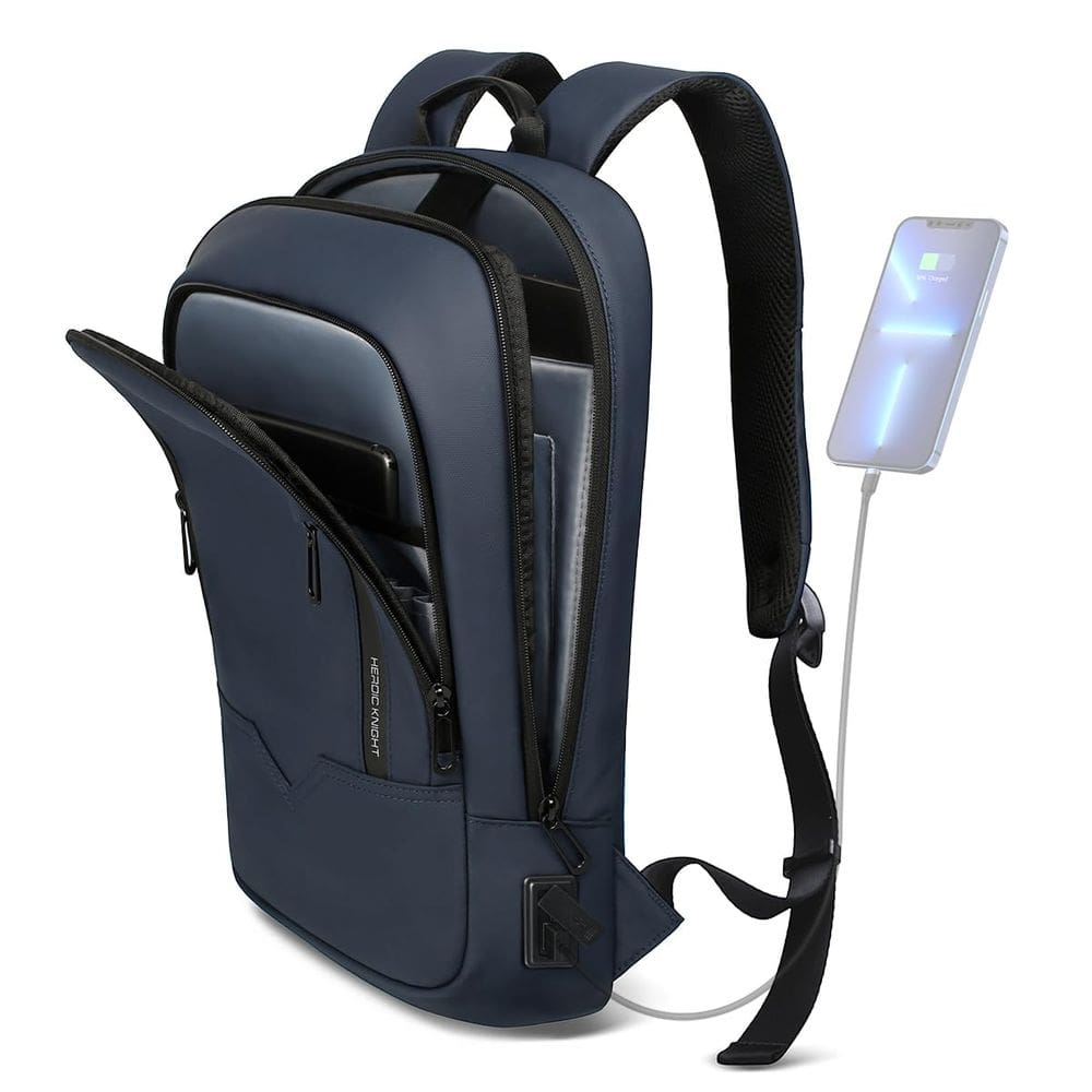 Mochila hk Business Slim para homens com carregador USB para laptop de 15,6"
