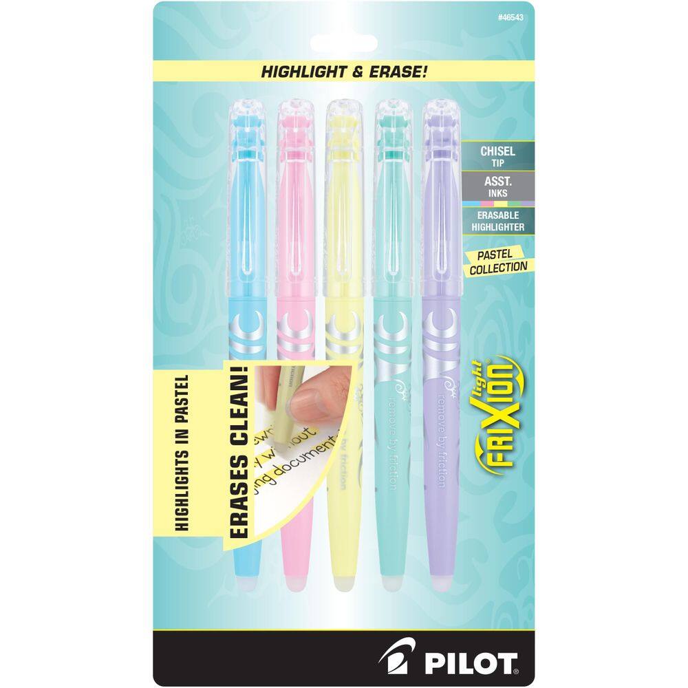 Iluminadores PILOT FriXion Light Pastel, apagáveis, pacote com 5