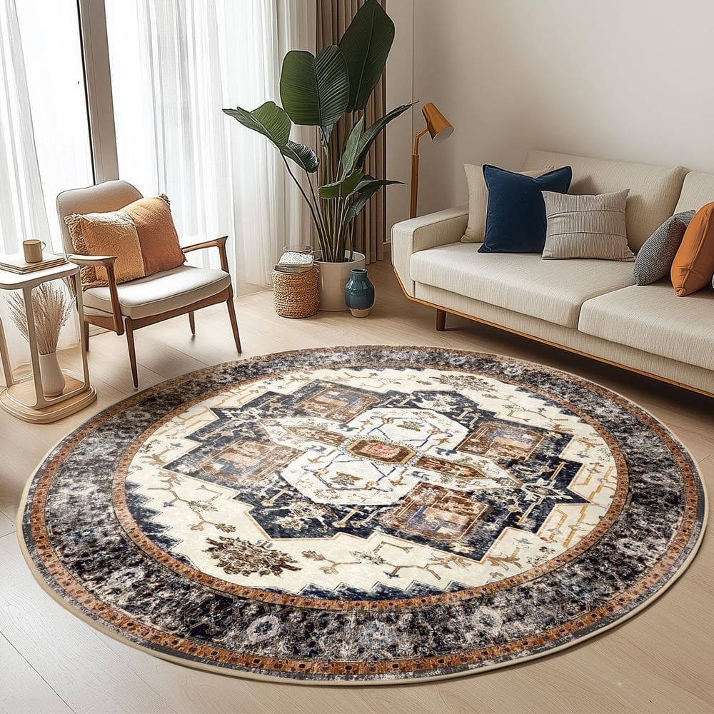 Tapete Area Rose Home Fashion, lavável, 180 cm, poliéster, chocolate