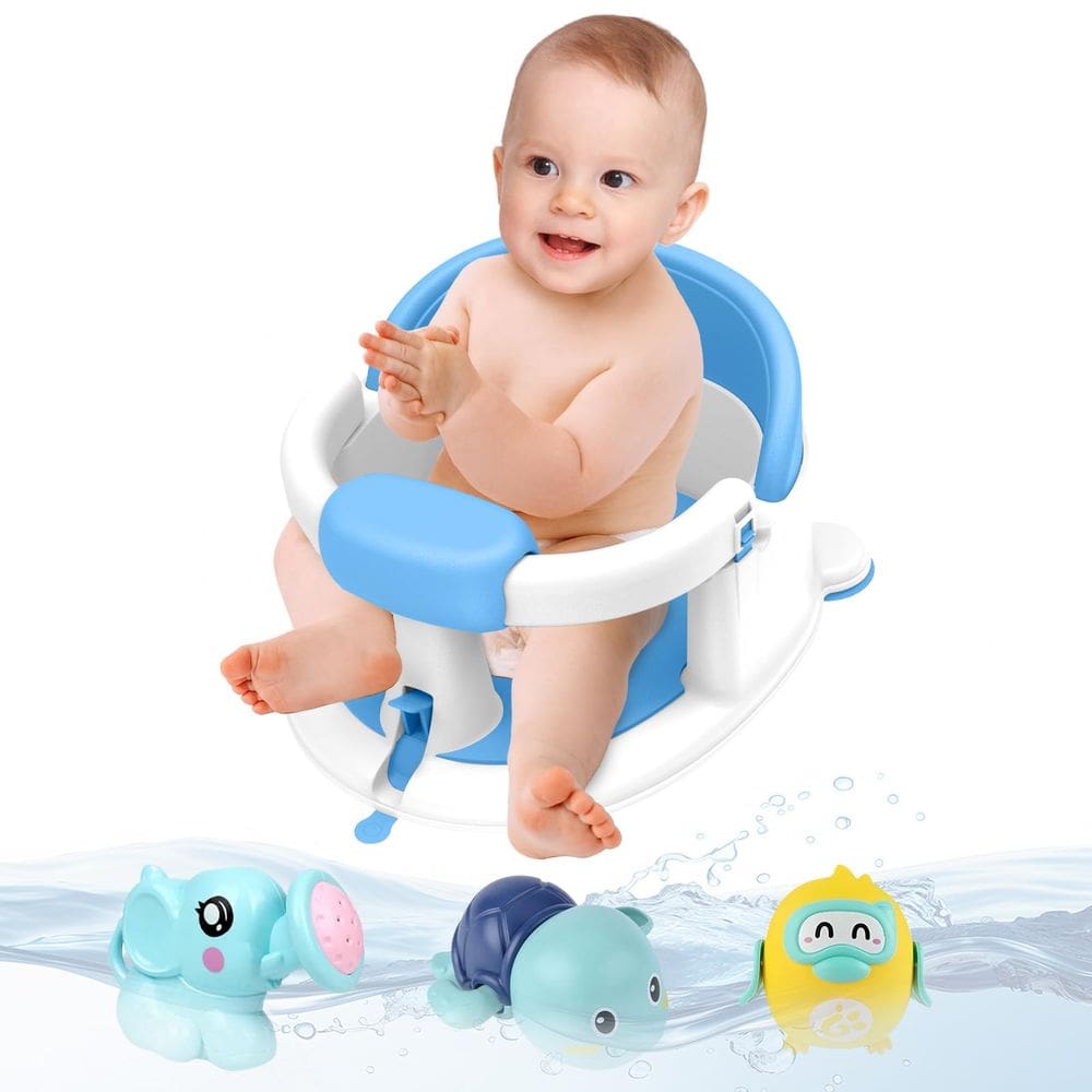 Assento de banho para bebês Inaya para 6 a 24 meses, azul antiderrapante