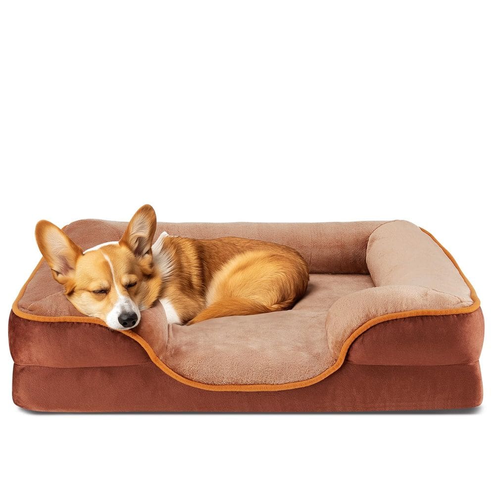 Cama de cachorro DUMOS Espuma viscoelástica ortopédica para cães médios marrom