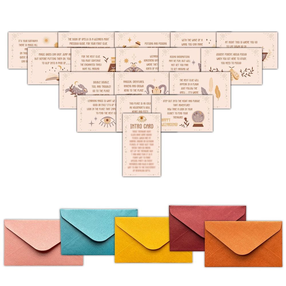 Tema do jogo de cartas Scavenger Hunt Clue Halloween Wizard