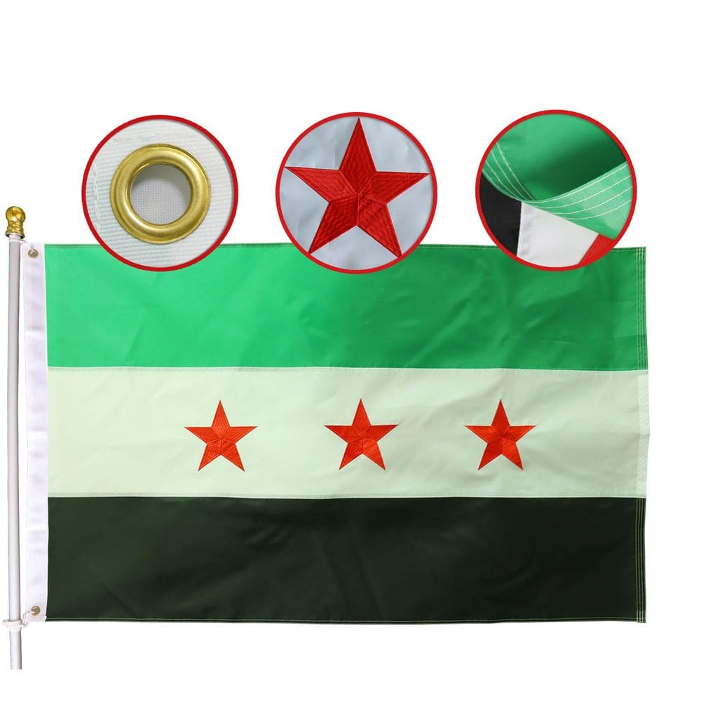 Bandeira da República Central da Síria 90x150cm bordada ao ar livre