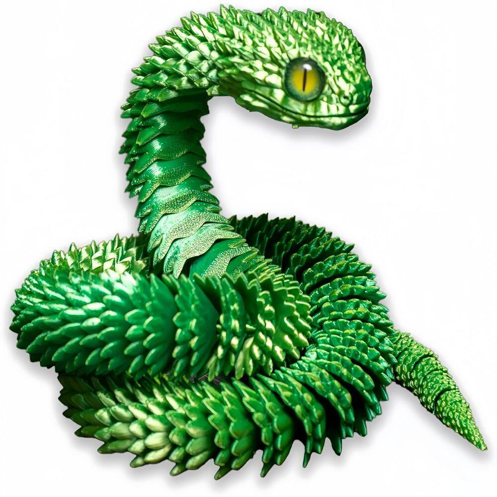 Ornamentos de modelo articulado Snake Viper impressos em 3D