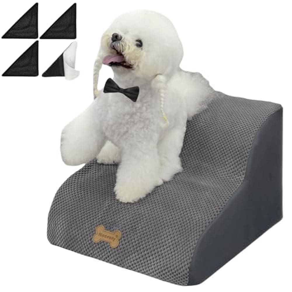 Escadas para cães Necrely de 2 degraus para camas altas, sofá/cama, cinza