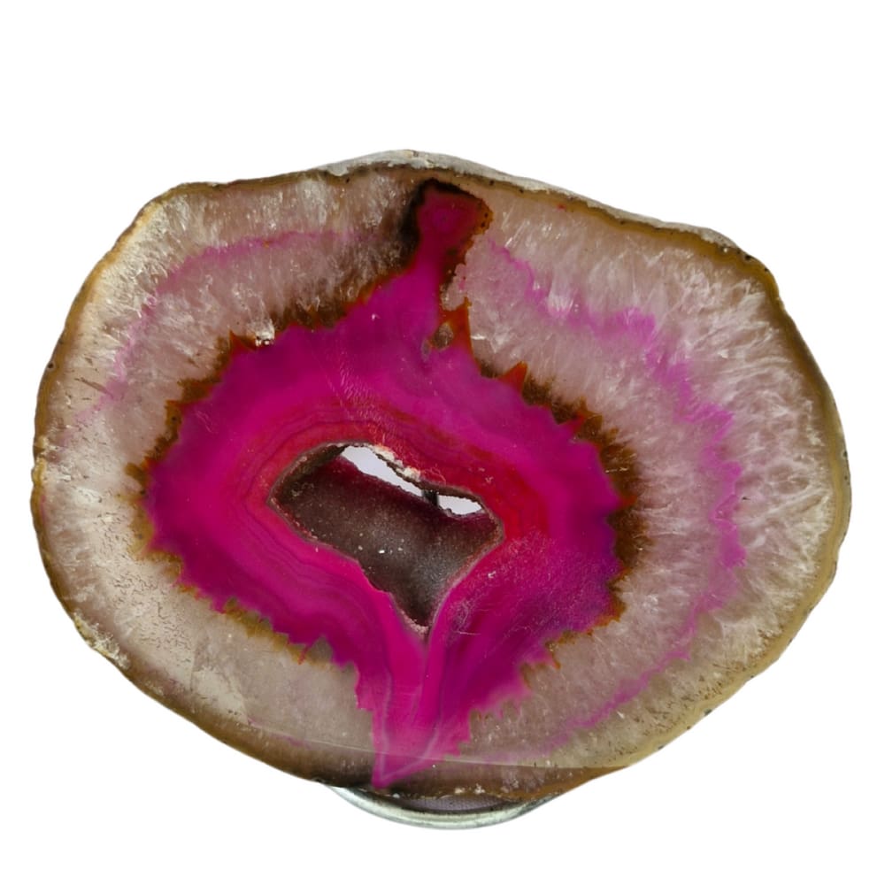 Geodo de Pedra Ágata Rosa Natural com Suporte Decoração