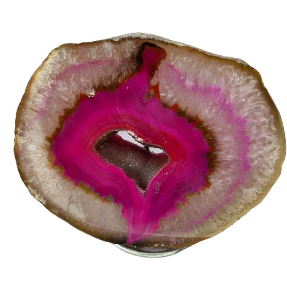 Geodo de Pedra Ágata Rosa Natural com Suporte Decoração