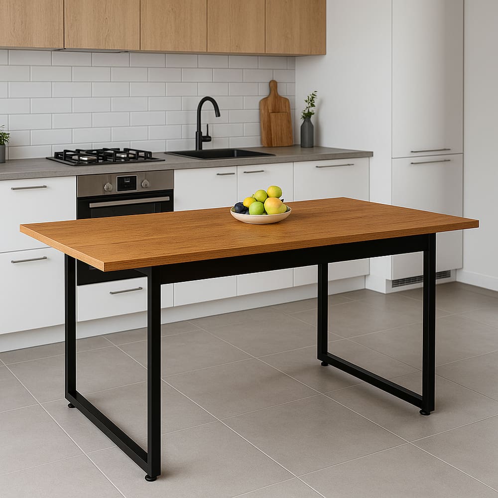 Mesa de Jantar 120x80 Estilo Industrial Para Cozinha e Sala de Estar Estrutura Pés de Ferro