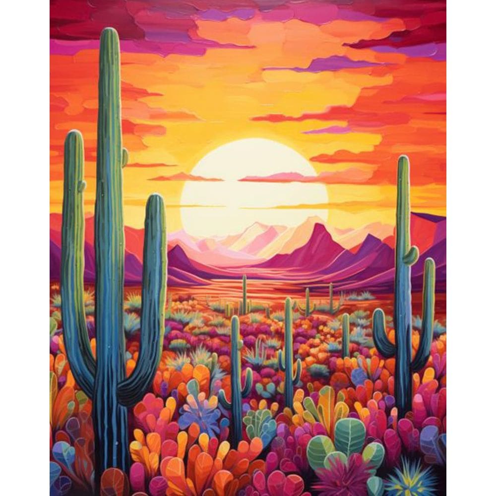 Kit de pintura por números Tucocoo Desert Saguaro Cacti Sunset