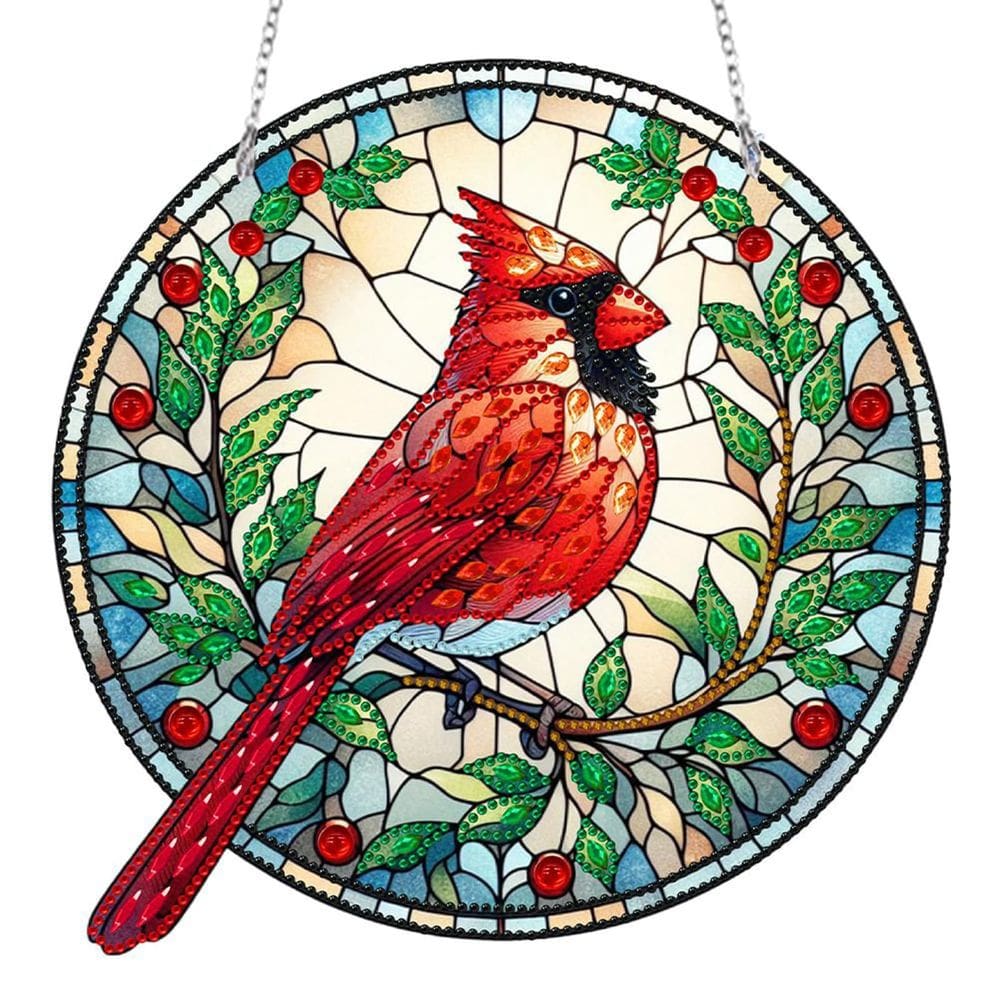 Kit de pintura de arte com diamantes JJFox DIY, coroa de acrílico Cardinal
