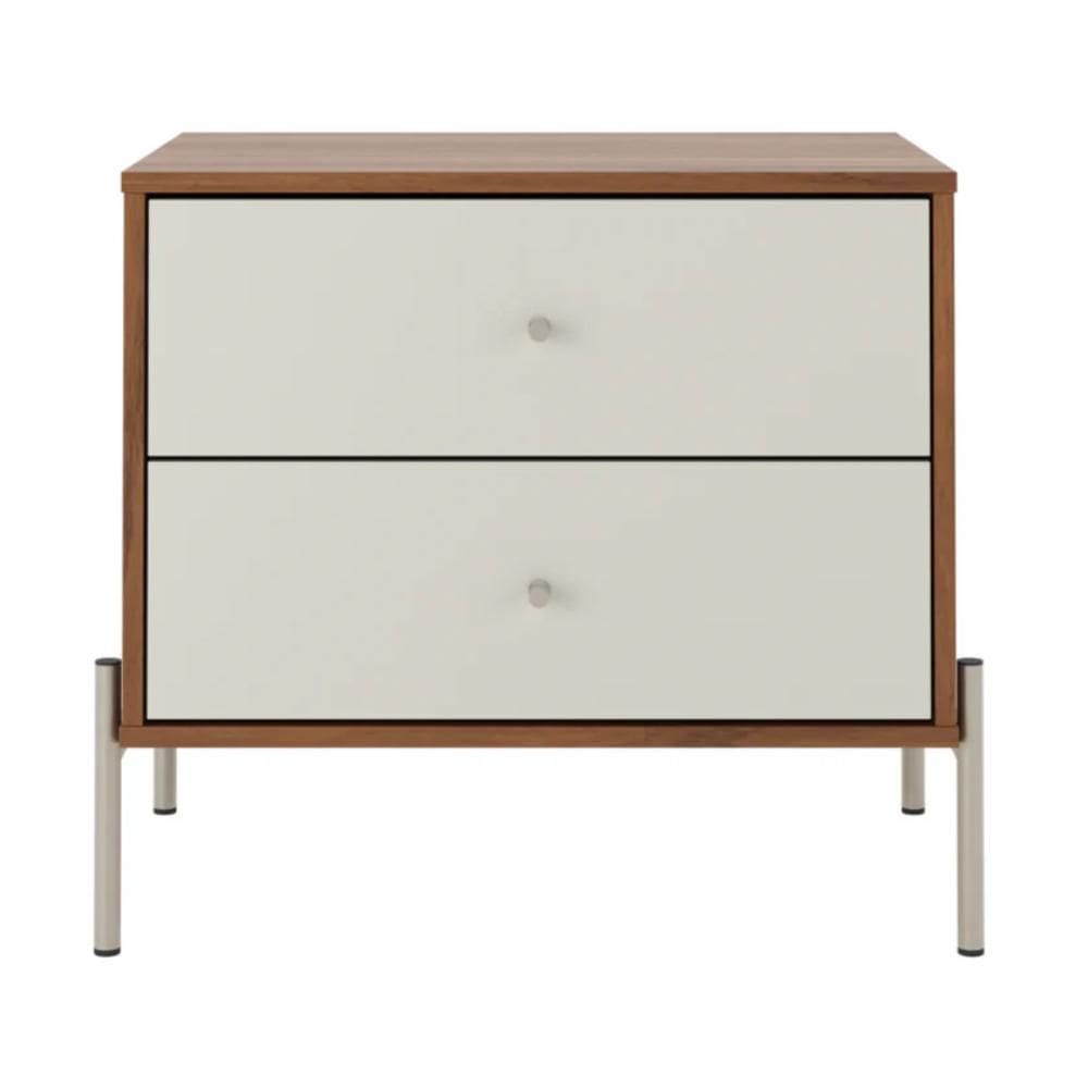 Mesa de Cabeceira 2 Gavetas Jasper Off White e Canella