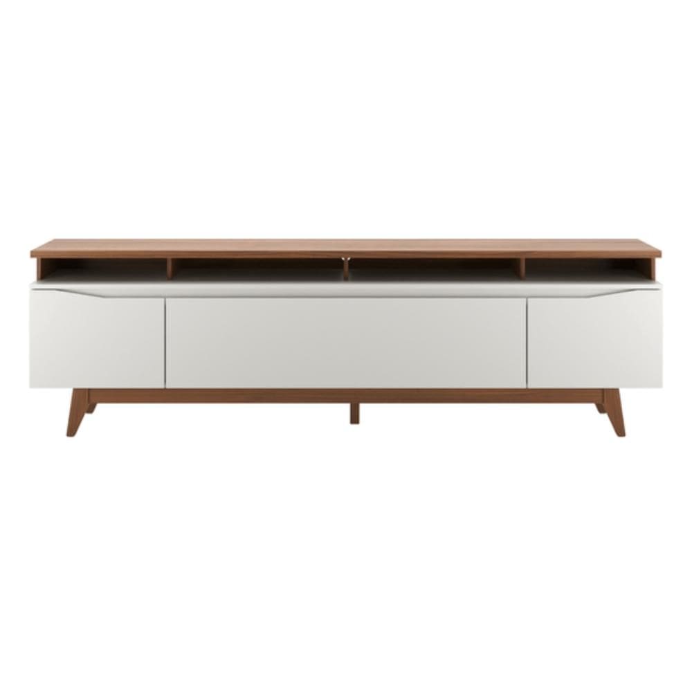 Rack para TV até 75 Polegadas 3 Portas Flynt ST Off White e Canella 220cm