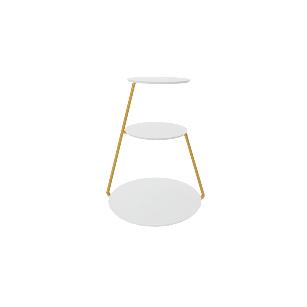 Mesa Lateral Industrial 3 Andares Dourado - Branco