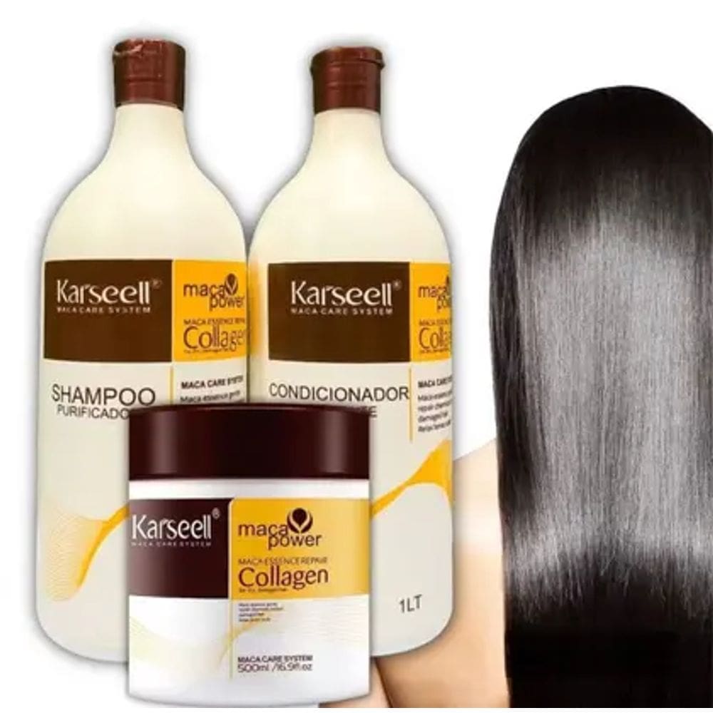 Kit Karseell Máscara Collagen 500G + 1LShampoo E 1LCondicionador
