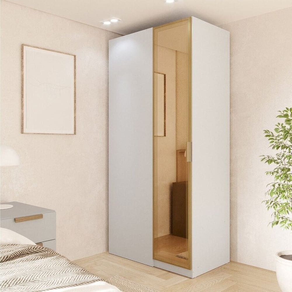 Guarda Roupa Linear 1 Porta Reflecta Jade Cabecasa Madeiramadeira Branco Fosco
