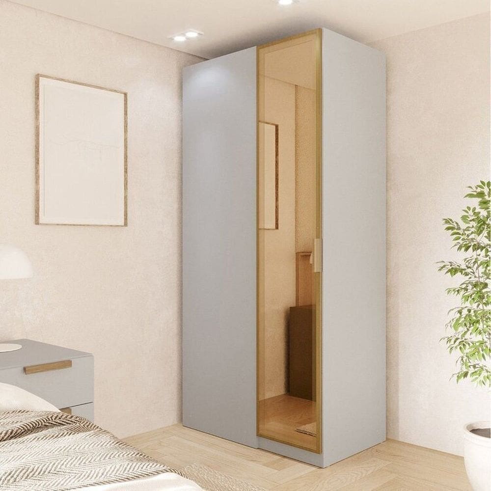 Guarda Roupa Linear 1 Porta Reflecta Jade Cabecasa Madeiramadeira Cinza Urbano