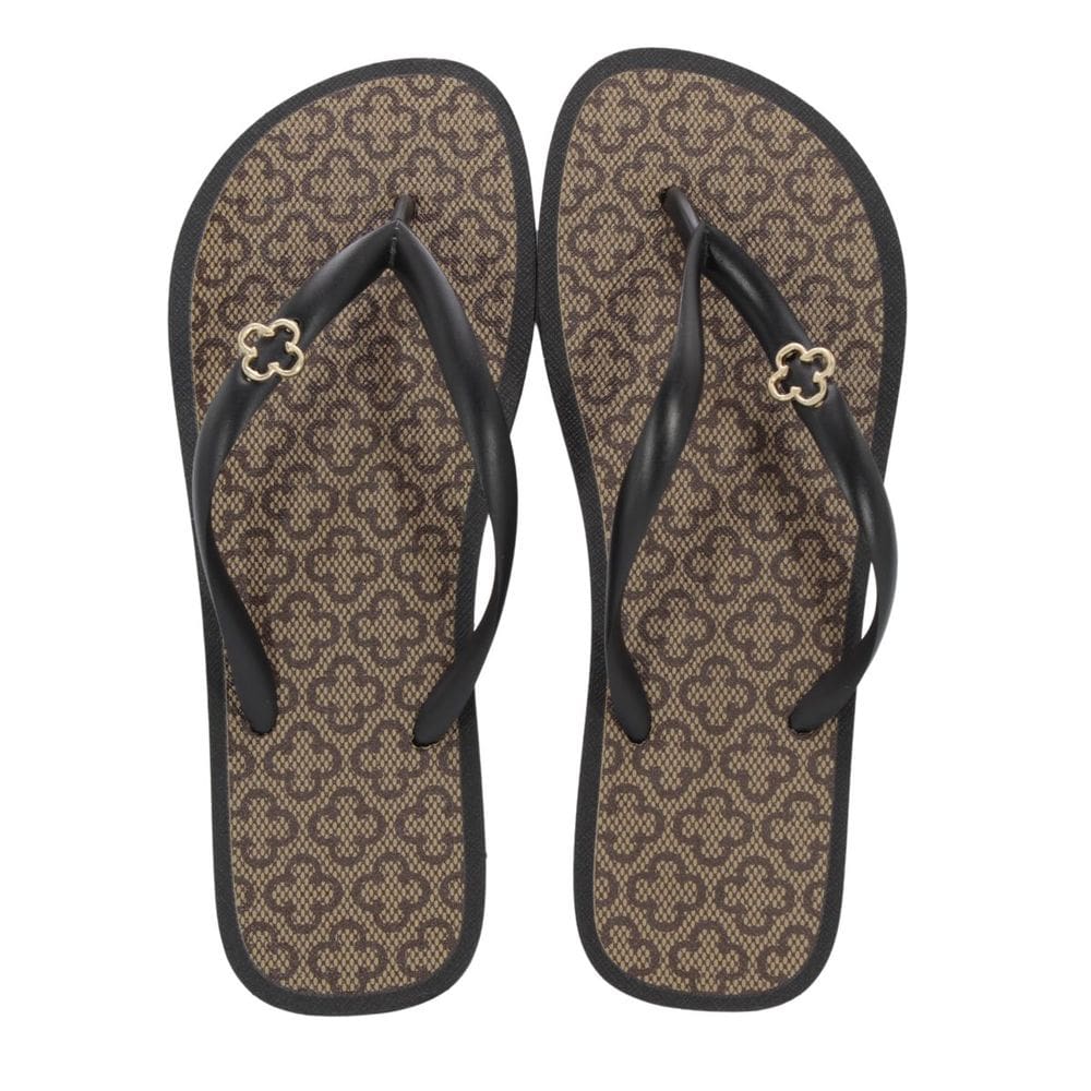 Chinelo Capodarte Preto/Monograma Bege