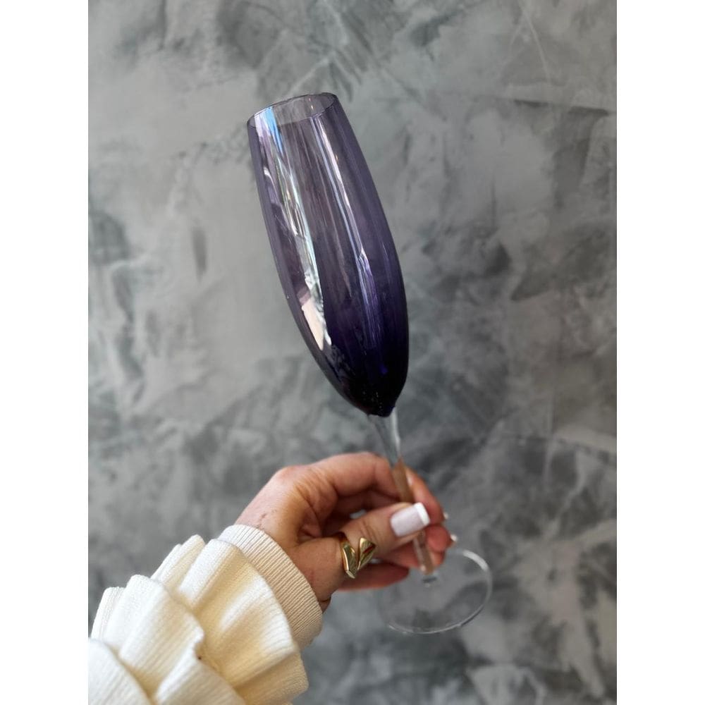 Kit Opus Tacas Champanhe Vidro Violeta  2Pc