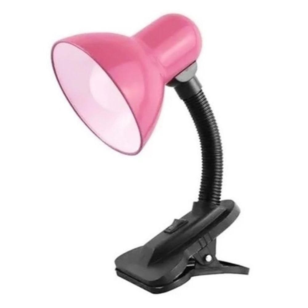 Luminária Mesa Garra Presilha Bivolt Leitura Estante Quarto Rosa