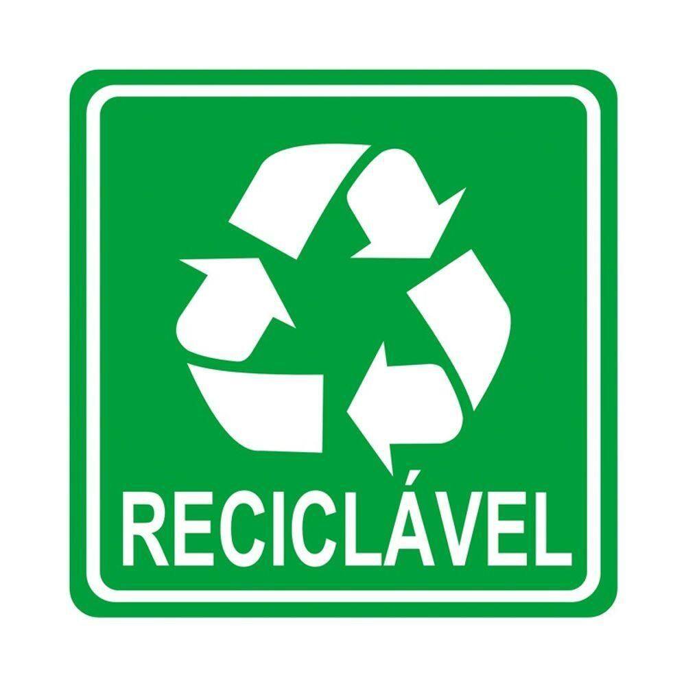 Adesivo Lixo Reciclavel 1 Unidade 10cmx10cm Cor Verde