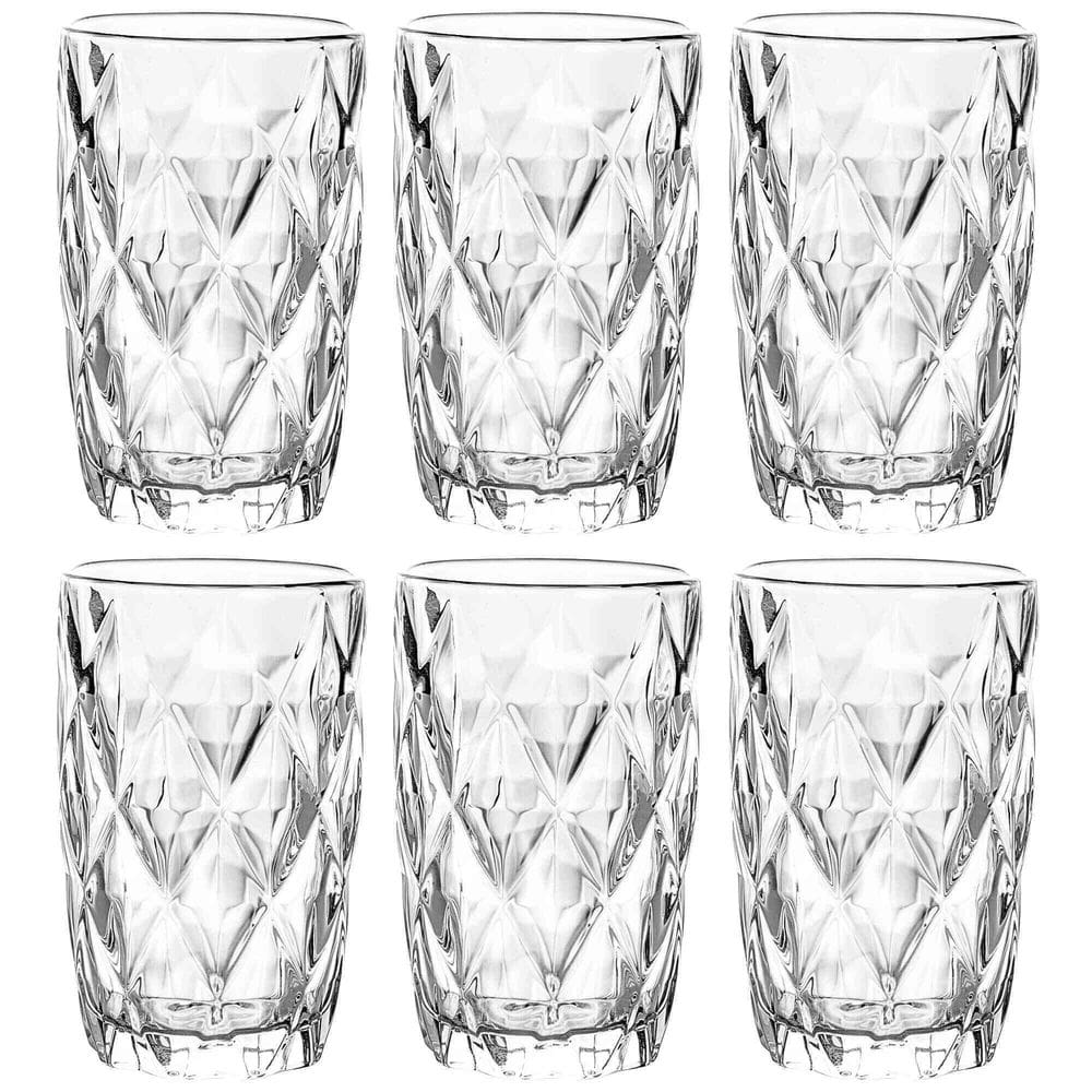 Conjunto de 6 Copos Alto de Vidro Diamond 390ml - Lyor