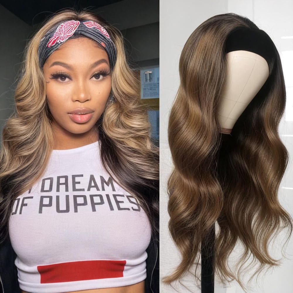 Peruca com faixa de cabeça olimaruly Body Wave Human Hair 56cm 150% de densidade