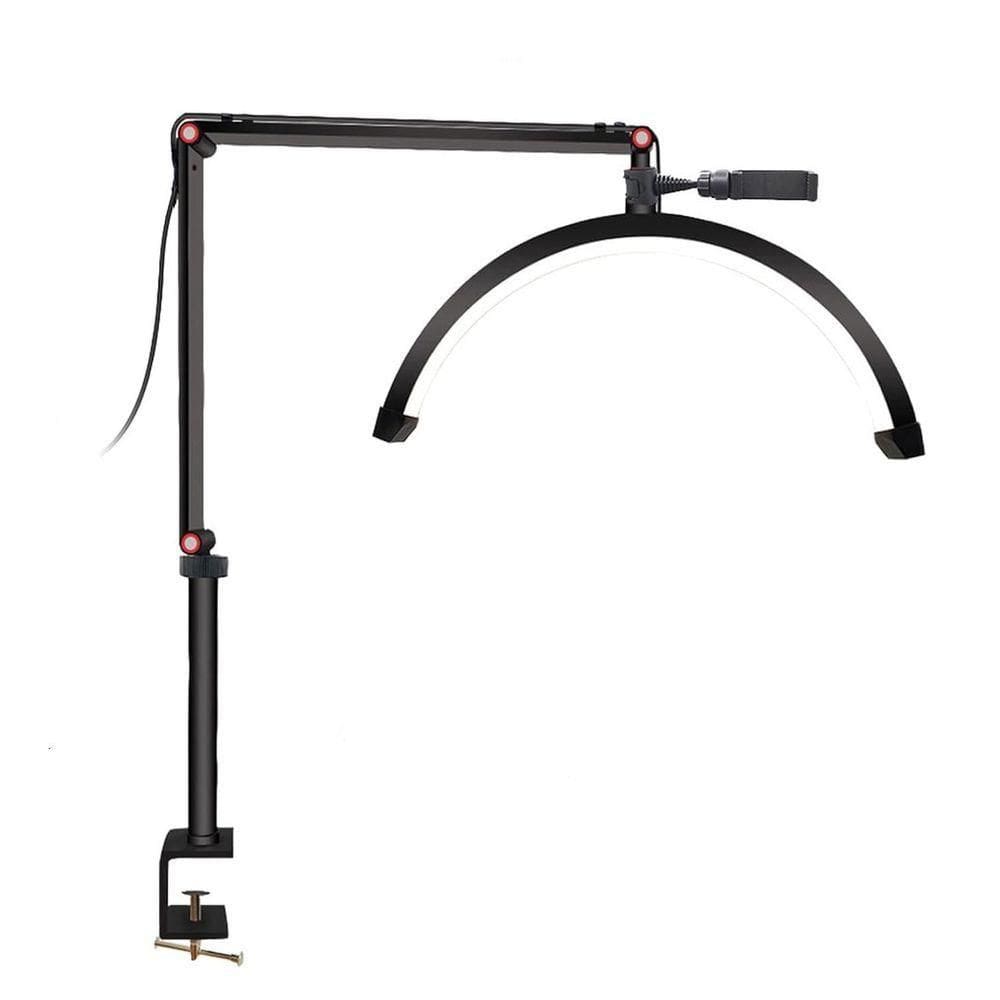 Luz Led Meia Lua Para Cílios Tatuagem Esteticista Mesa Braço Oscilante Chicote Branca Preto