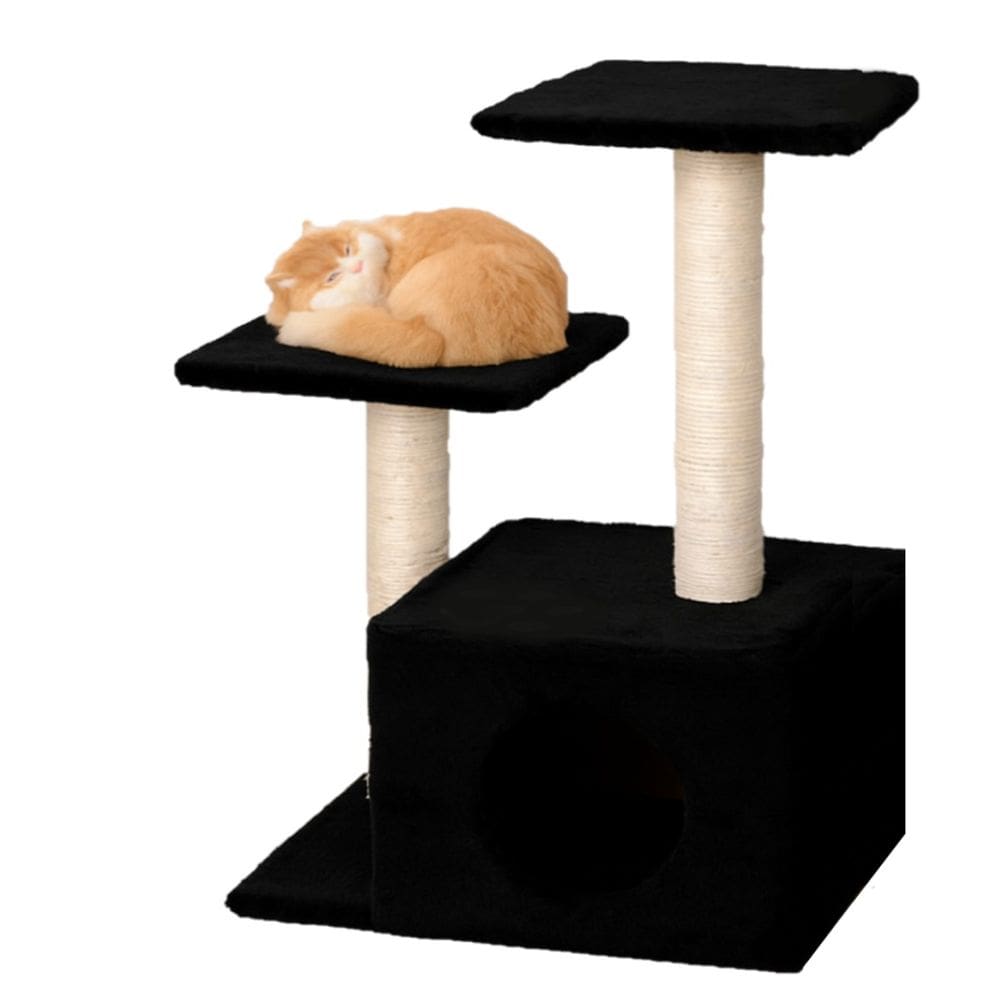 Arranhador Com Toca Para Gato Sisal E Plataforma Preto