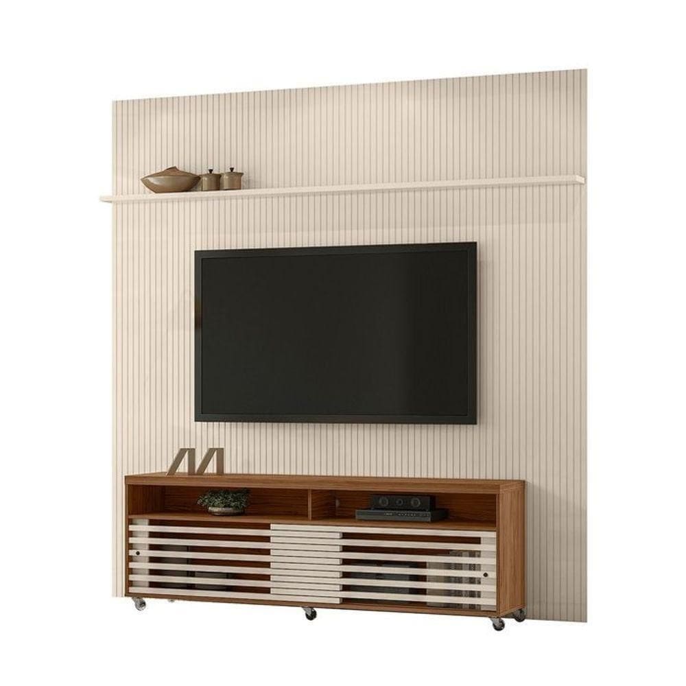 Composição Frizz New Prestige Bancada E Painel Para 75 Polegadas Com Portas - Madetec Off White