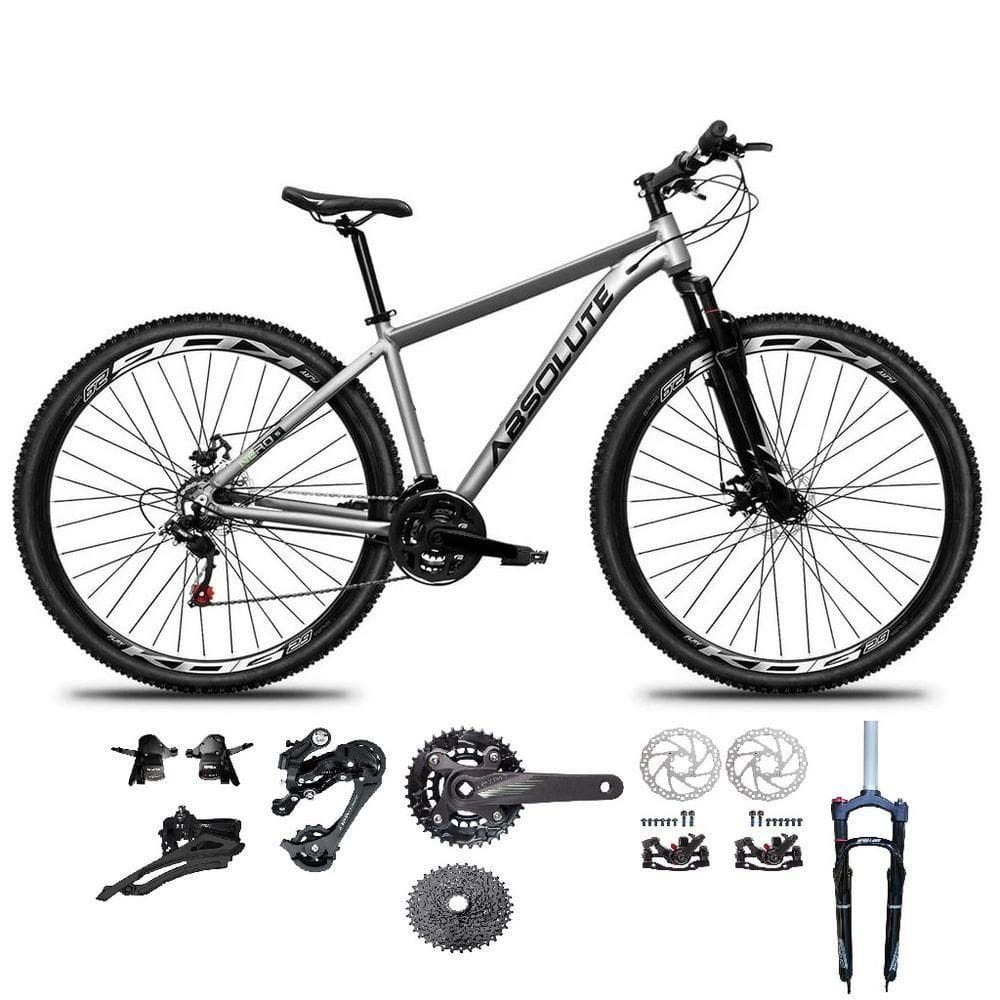 Bicicleta Aro 29 Absolute Nero 5 Kit 2x9 Gta Sunrun Freio Disco K7 Pedivela 24-38d Garfo Com Trava Cinza