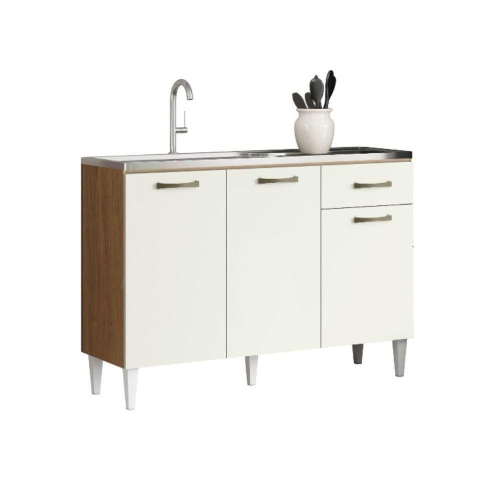 Balcão Aramoveis Atenas 3 Portas 1 Gaveta Sem Tampo Atacama Com Off White