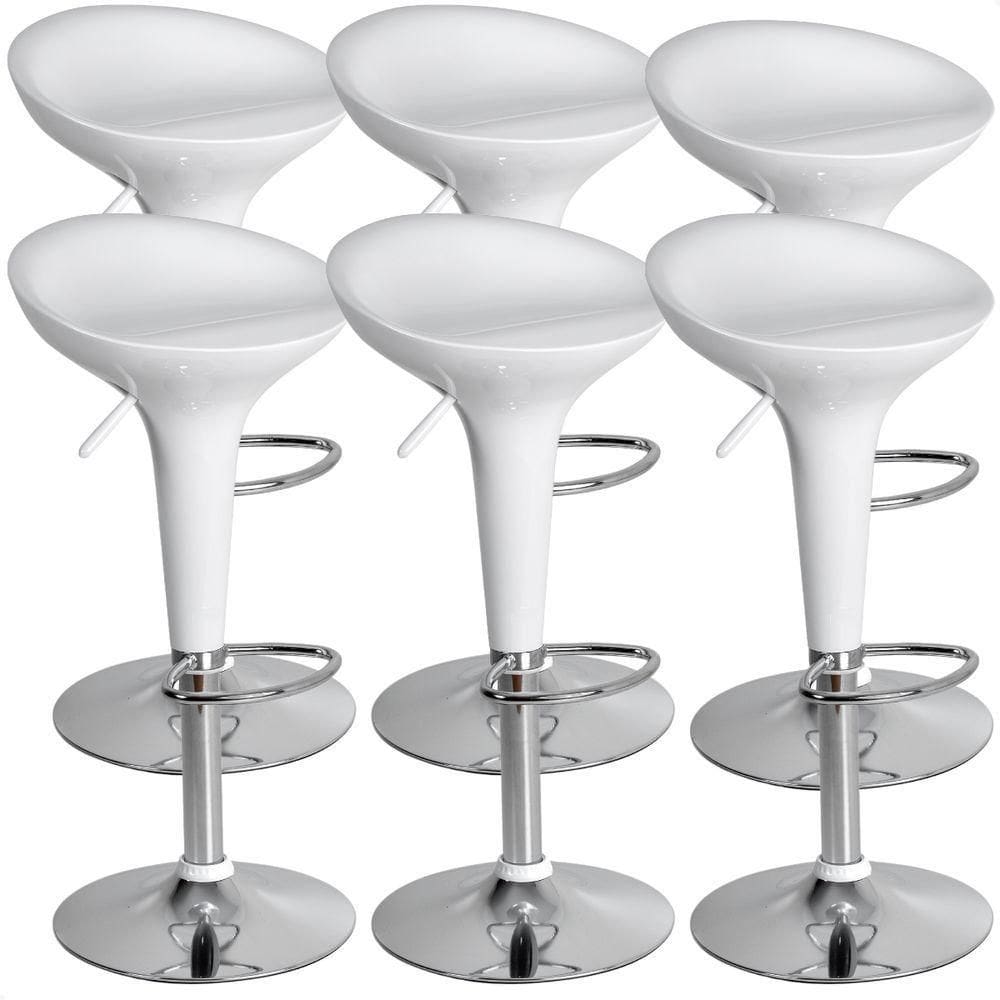 Banquetas Giratória Alta Tulipa Lotus Assento Abs Kit 06 Un Branco