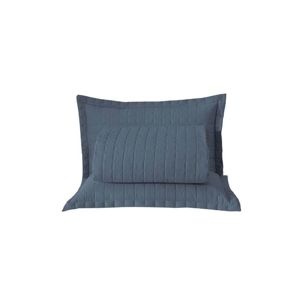 Kit Cobre Leito Matelado Copacabana 3 Peças King 100% Poliéster Percal 300 Fios Cor:azul