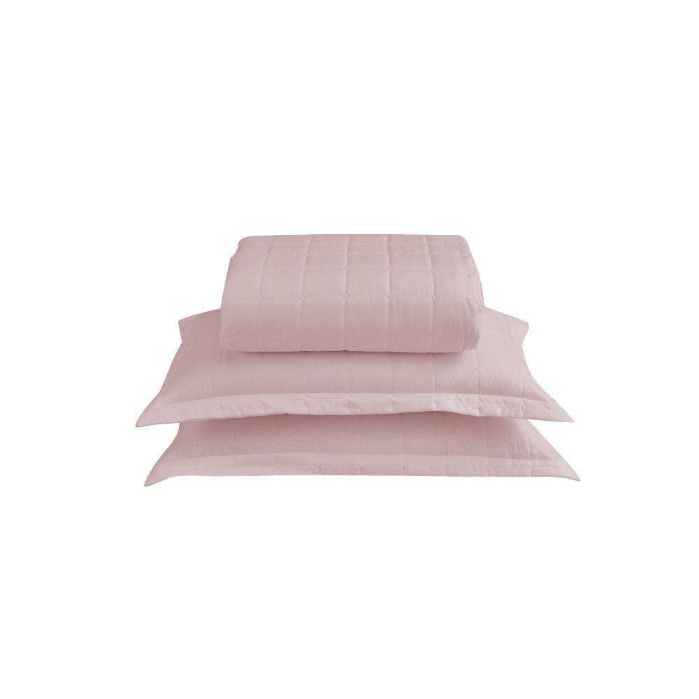 Kit Cobre Leito Matelado Dupla Face Soft 3 Peças King 100% Poliéster Cor:rosê