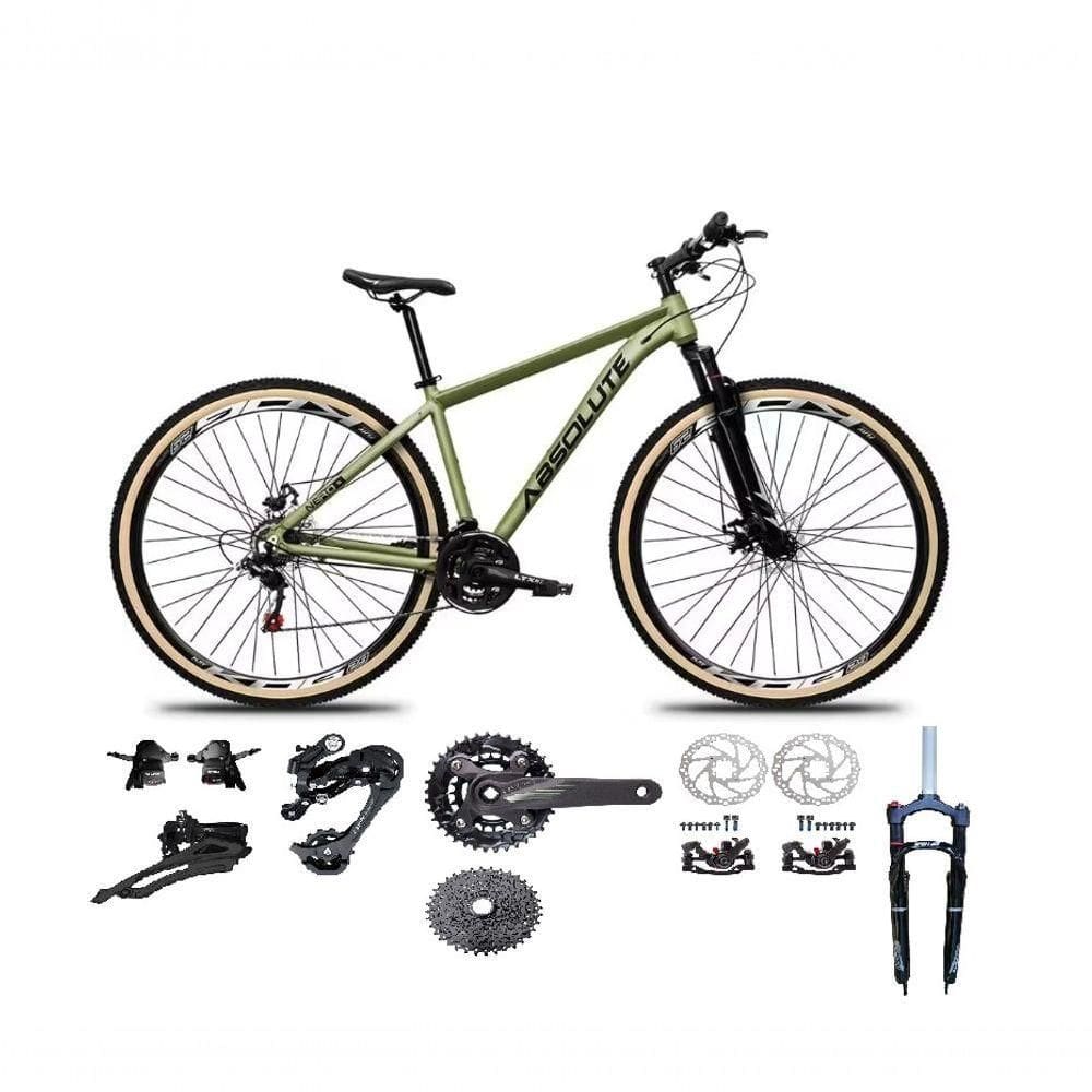 Bicicleta Aro 29 Absolute Nero 5 Kit 2x9 Gta Sunrun Freio Disco K7 Garfo C-trava Pneu C-faixa Oliva