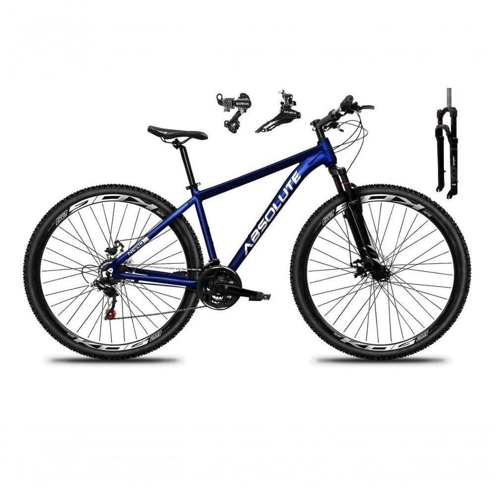 Bicicleta Aro 29 Absolute Nero 5 Câmbios Shimano 24v Garfo Com Trava No Ombro Azul
