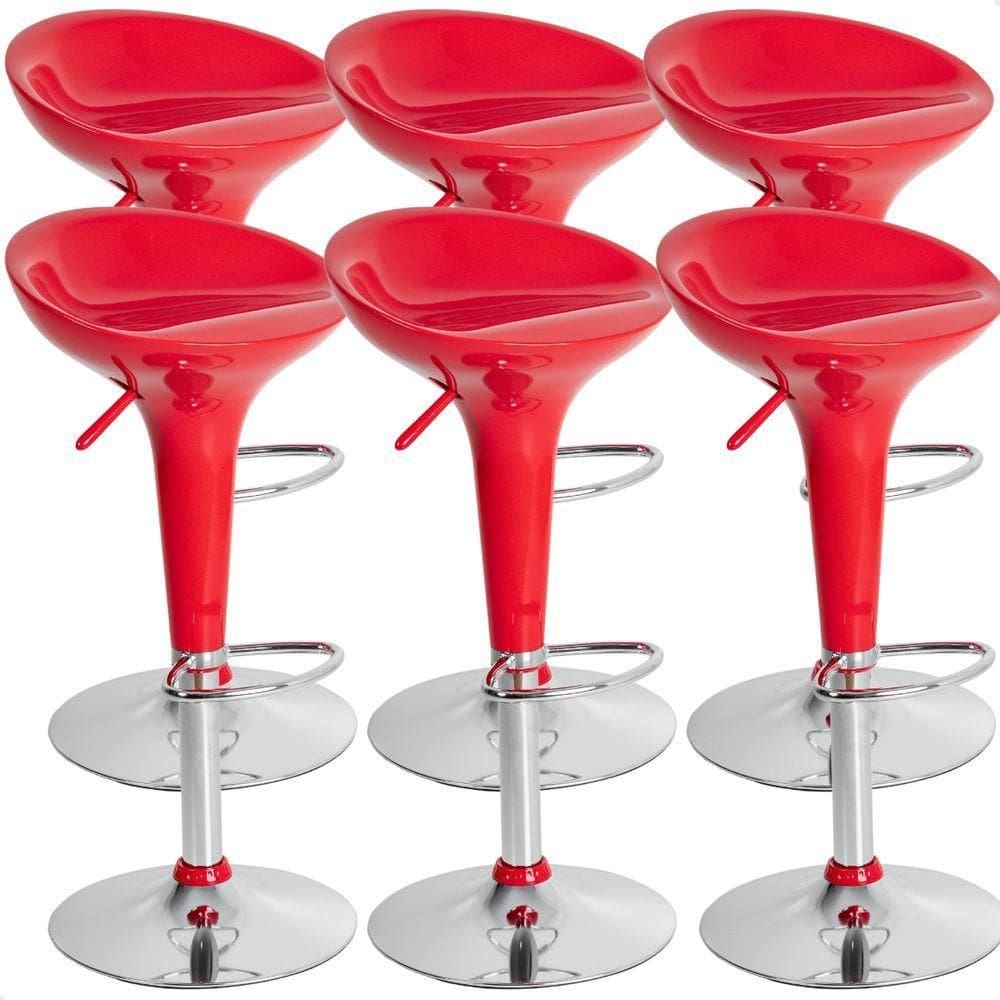 Banquetas Giratória Alta Tulipa Lotus Assento Abs Kit 06 Un Vermelho