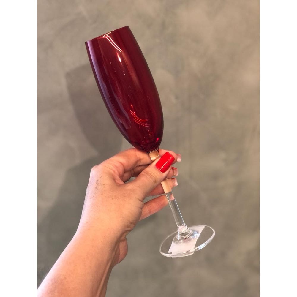 Unidade Taca De Champanhe De Cristal Banquet Vermelho 200Ml