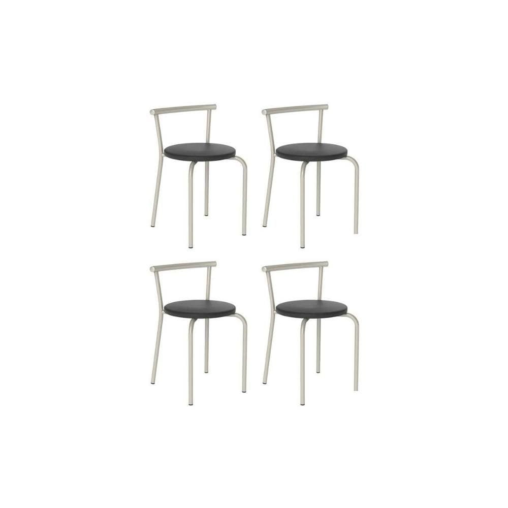 Kit 4 Banqueta de Cozinha 105 4 Uni Prata/Courano Preto - Carraro