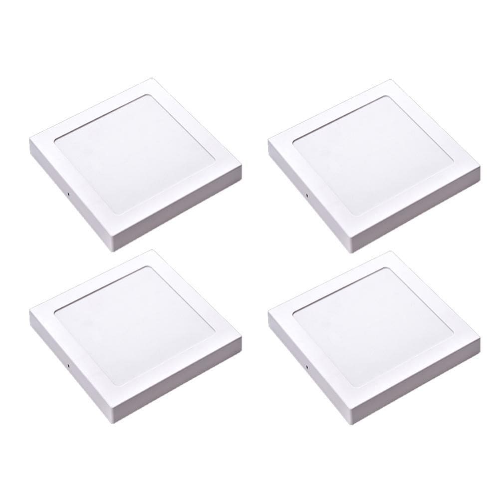 Kit 4 Painel Plafon Led Sobrepor Quad Branca 6500K 24W 29Cm