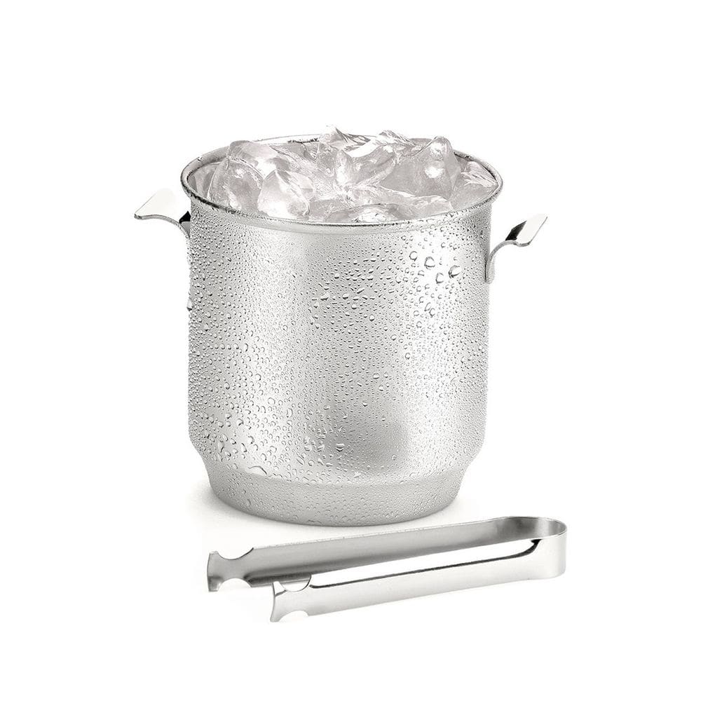 Balde Para Gelo Bartender Aço Inox Com Pinça 650ml Bar Forma