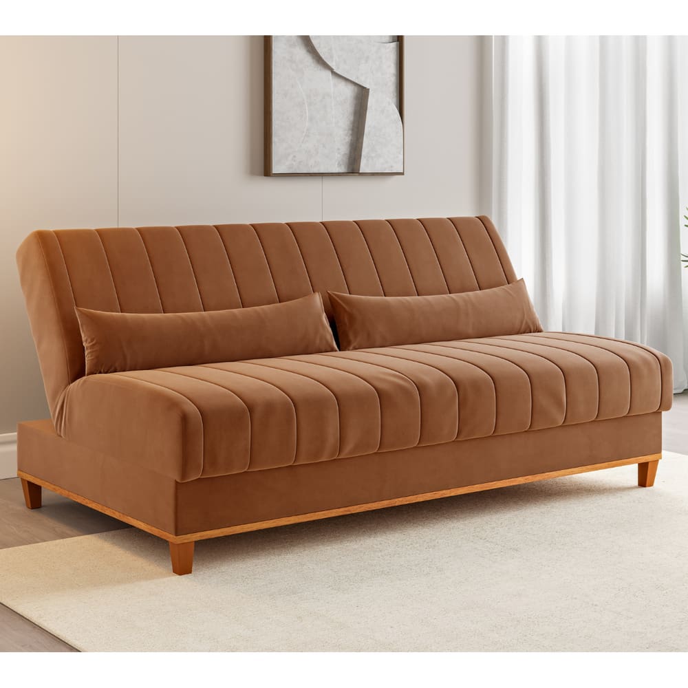 Sofa Cama Veneza 1,80 Reclinável 3 Lugares Veludo Terracota