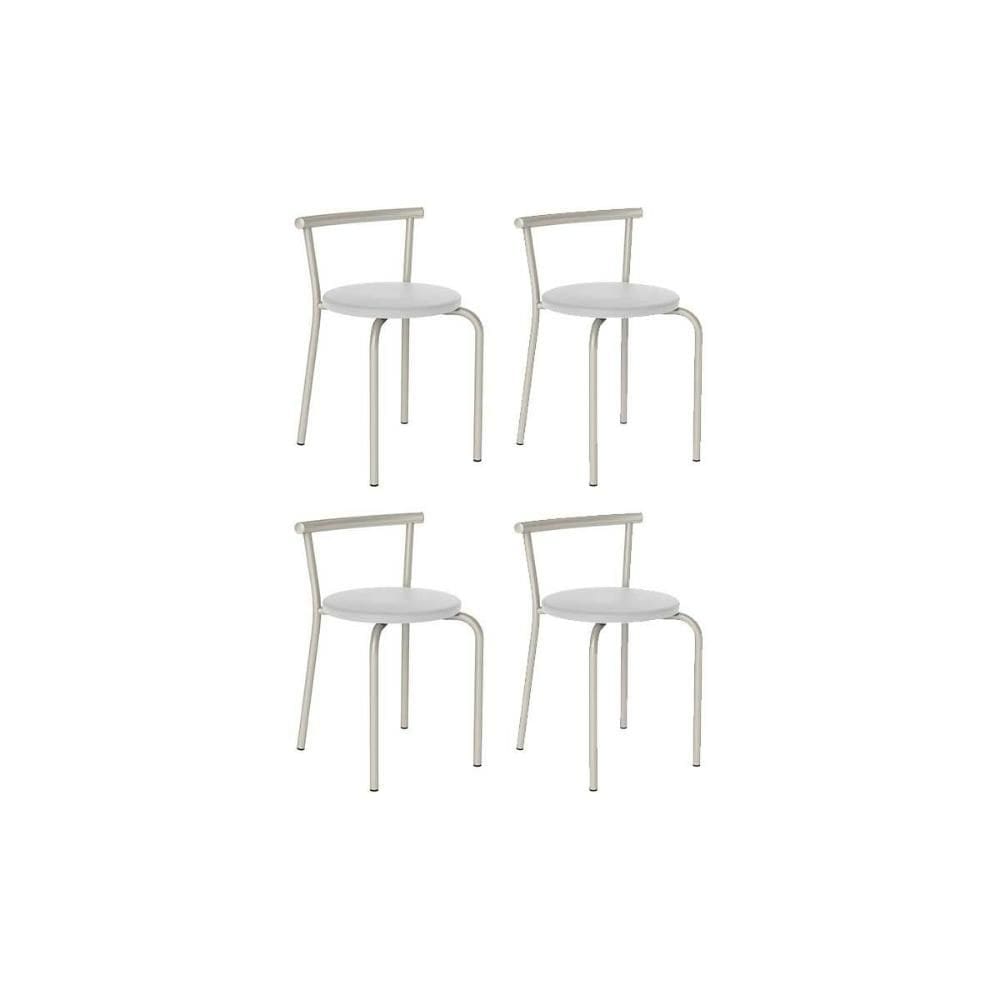 Banqueta de Cozinha 105 Kit 4 Uni Prata/Courano Branco - Carraro