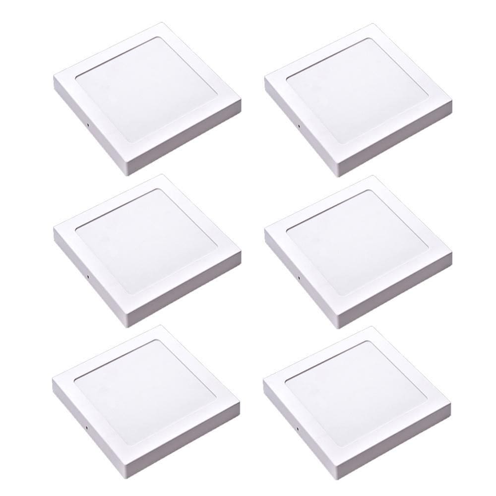 Kit 6 Painel Plafon Led Sobrepor Quad Amarela 3000K 24W 29Cm
